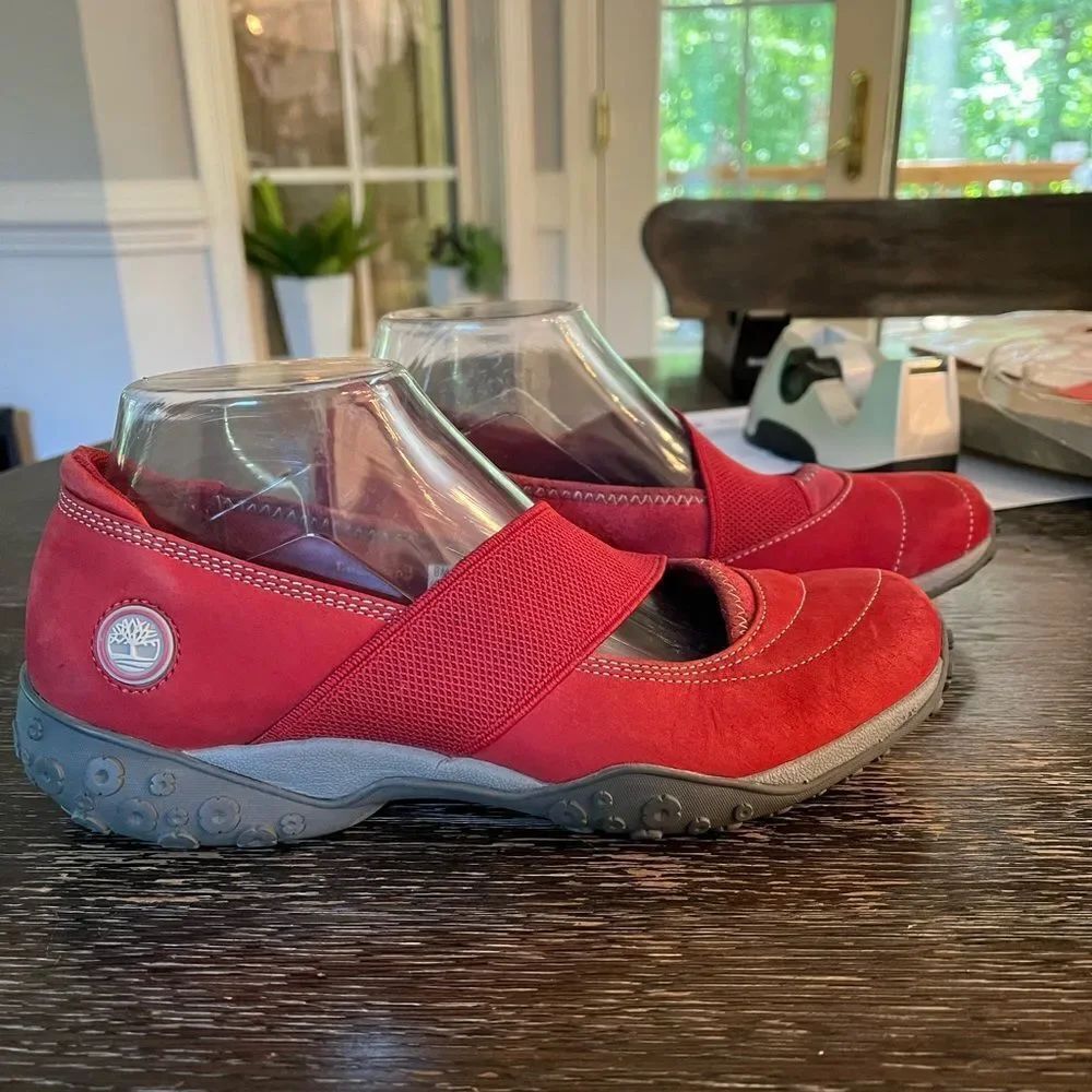 Timberland Brittarina Red Leather Ballet Flats sz 8 EUC